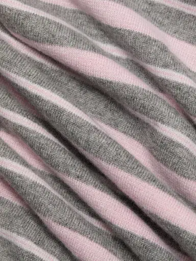 Guest in Residence Women's Collegiate Striped Cashmere Polo Sweater - Heather Grey Combo | Thumbnail 7 Guest in Residence Women's Collegiate Striped Cashmere Polo Sweater - Heather Grey Combo | Thumbnail 7
