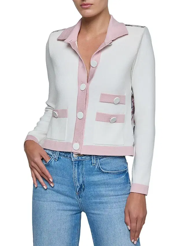 Women's Nomi Satin Back Cardigan - Pink Butterfly Jungle Women's Nomi Satin Back Cardigan - Pink Butterfly Jungle