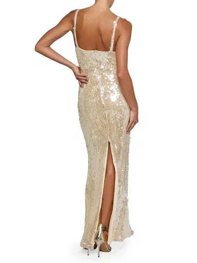 L'Agence Women's Karma Sequin Maxi Dress - Clear Beige Sequin - Size 16 | Thumbnail 3 L'Agence Women's Karma Sequin Maxi Dress - Clear Beige Sequin - Size 16 | Thumbnail 3