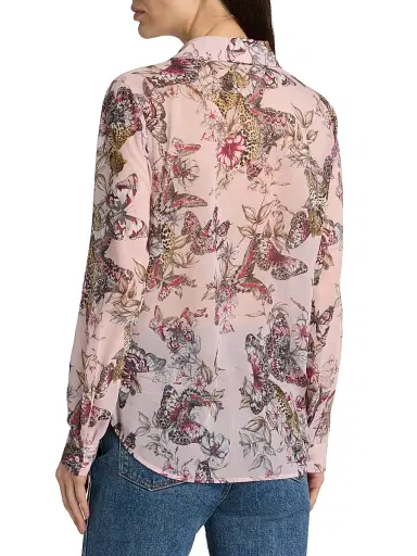 L'AGENCE Women's Laurent Floral Blouse - Light Nectar Pink Butterfly | Thumbnail 5 L'AGENCE Women's Laurent Floral Blouse - Light Nectar Pink Butterfly | Thumbnail 5