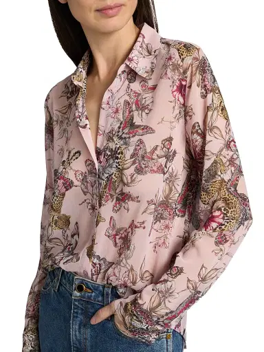 L'AGENCE Women's Laurent Floral Blouse - Light Nectar Pink Butterfly | Thumbnail 6 L'AGENCE Women's Laurent Floral Blouse - Light Nectar Pink Butterfly | Thumbnail 6