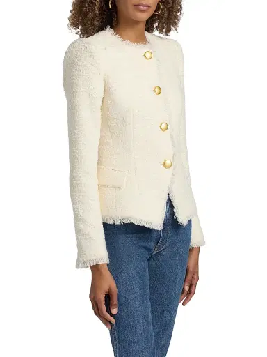 L'Agence Women's Nerina Tailored Bouclé Blazer - Ivory - Size 14 | Thumbnail 4 L'Agence Women's Nerina Tailored Bouclé Blazer - Ivory - Size 14 | Thumbnail 4
