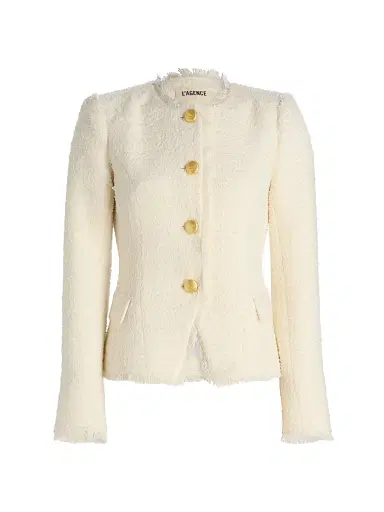 L'Agence Women's Nerina Tailored Bouclé Blazer - Ivory - Size 14 | Thumbnail 1 L'Agence Women's Nerina Tailored Bouclé Blazer - Ivory - Size 14 | Thumbnail 1