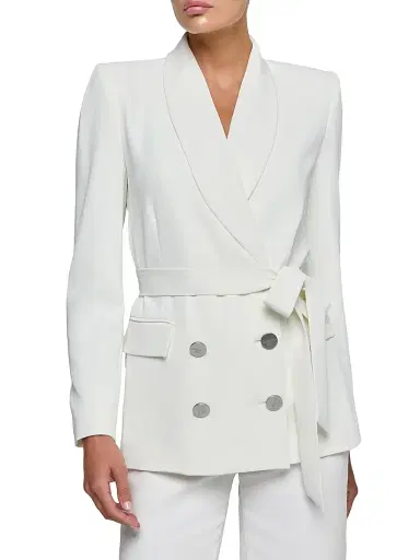 L'Agence Women's Aven Wrap Double-Breasted Blazer - Ivory - Size 4 | Thumbnail 3 L'Agence Women's Aven Wrap Double-Breasted Blazer - Ivory - Size 4 | Thumbnail 3