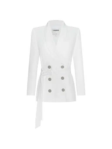 L'Agence Women's Aven Wrap Double-Breasted Blazer - Ivory - Size 4 | Thumbnail 1 L'Agence Women's Aven Wrap Double-Breasted Blazer - Ivory - Size 4 | Thumbnail 1
