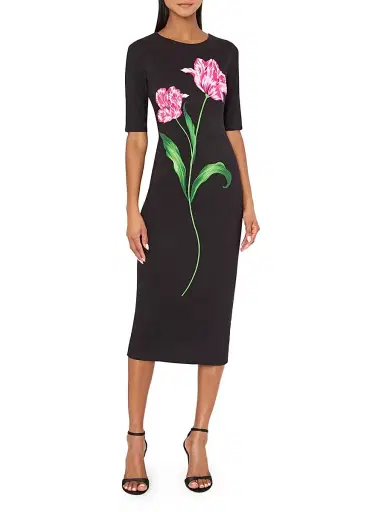 Milly Women's Abbygail Poppy Jersey Midi-Dress | Thumbnail 3 Milly Women's Abbygail Poppy Jersey Midi-Dress | Thumbnail 3