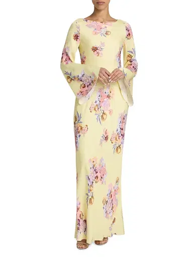 Hemant & Nandita Women's Floral Trumpet Gown | Thumbnail 2 Hemant & Nandita Women's Floral Trumpet Gown | Thumbnail 2