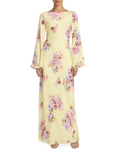 Hemant & Nandita Women's Floral Trumpet Gown | Thumbnail 3 Hemant & Nandita Women's Floral Trumpet Gown | Thumbnail 3