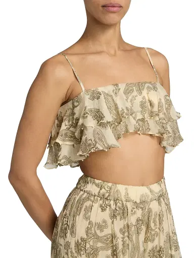 Hemant & Nandita Women's Paisley Tiered Ruffled Top | Thumbnail 6 Hemant & Nandita Women's Paisley Tiered Ruffled Top | Thumbnail 6