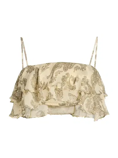 Hemant & Nandita Women's Paisley Tiered Ruffled Top | Thumbnail 1 Hemant & Nandita Women's Paisley Tiered Ruffled Top | Thumbnail 1