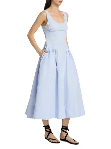 Proenza Schouler White Label Women's Kendall Tech Cotton-Blend Midi-Dress | Thumbnail 4 Proenza Schouler White Label Women's Kendall Tech Cotton-Blend Midi-Dress | Thumbnail 4