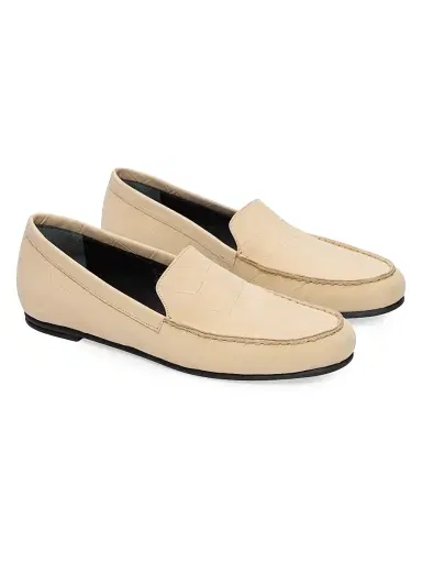 Loulou Studio Women's Pesaro Croc-Embossed Leather Loafers - Ecru | Thumbnail 2 Loulou Studio Women's Pesaro Croc-Embossed Leather Loafers - Ecru | Thumbnail 2