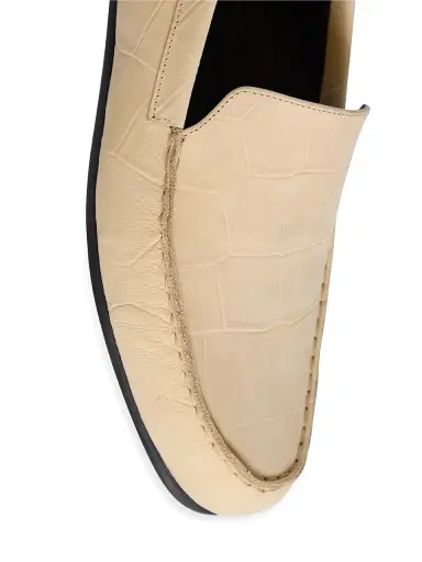 Loulou Studio Women's Pesaro Croc-Embossed Leather Loafers - Ecru | Thumbnail 4 Loulou Studio Women's Pesaro Croc-Embossed Leather Loafers - Ecru | Thumbnail 4