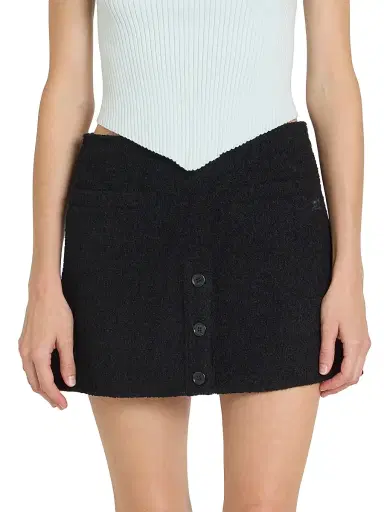 Courrèges Women's Buttoned Tweed Logo A-Line Miniskirt - Black | Thumbnail 3 Courrèges Women's Buttoned Tweed Logo A-Line Miniskirt - Black | Thumbnail 3