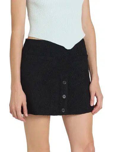 Courrèges Women's Buttoned Tweed Logo A-Line Miniskirt - Black | Thumbnail 4 Courrèges Women's Buttoned Tweed Logo A-Line Miniskirt - Black | Thumbnail 4