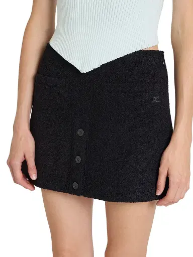 Courrèges Women's Buttoned Tweed Logo A-Line Miniskirt - Black | Thumbnail 6 Courrèges Women's Buttoned Tweed Logo A-Line Miniskirt - Black | Thumbnail 6