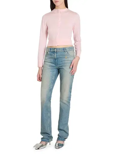 Courreges Women's Merino Wool Cardigan - Light Pink | Thumbnail 2 Courreges Women's Merino Wool Cardigan - Light Pink | Thumbnail 2