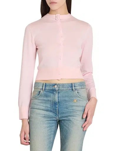 Courreges Women's Merino Wool Cardigan - Light Pink | Thumbnail 3 Courreges Women's Merino Wool Cardigan - Light Pink | Thumbnail 3