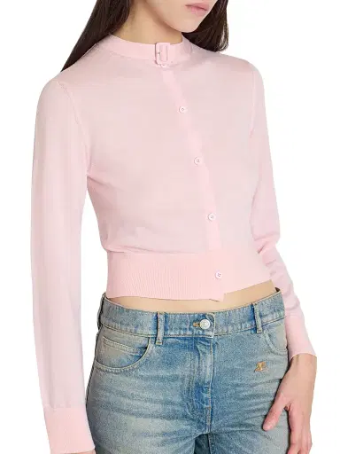 Courreges Women's Merino Wool Cardigan - Light Pink | Thumbnail 6 Courreges Women's Merino Wool Cardigan - Light Pink | Thumbnail 6