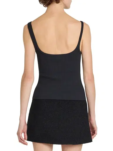 Courrèges Women's Logo-Embroidered Buckle-Trim Rib-Knit Tank - Black | Thumbnail 5 Courrèges Women's Logo-Embroidered Buckle-Trim Rib-Knit Tank - Black | Thumbnail 5