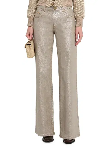 Maison Common Women's Coated Wide-Leg Jeans - Beige Multi | Thumbnail 3 Maison Common Women's Coated Wide-Leg Jeans - Beige Multi | Thumbnail 3