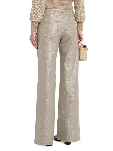 Maison Common Women's Coated Wide-Leg Jeans - Beige Multi | Thumbnail 4 Maison Common Women's Coated Wide-Leg Jeans - Beige Multi | Thumbnail 4