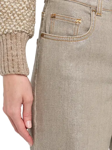 Maison Common Women's Coated Wide-Leg Jeans - Beige Multi | Thumbnail 5 Maison Common Women's Coated Wide-Leg Jeans - Beige Multi | Thumbnail 5