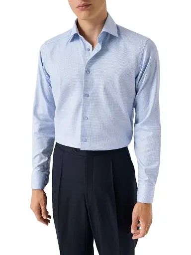 Eton Men's Micro-Houndstooth Slim-Fit Cotton Twill Shirt | Thumbnail 2 Eton Men's Micro-Houndstooth Slim-Fit Cotton Twill Shirt | Thumbnail 2