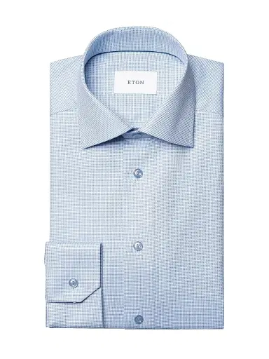 Eton Men's Micro-Houndstooth Slim-Fit Cotton Twill Shirt | Thumbnail 1 Eton Men's Micro-Houndstooth Slim-Fit Cotton Twill Shirt | Thumbnail 1