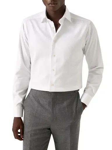 Eton Men's Textured Slim-Fit Cotton Dobby Shirt - White - Size 17.5 | Thumbnail 3 Eton Men's Textured Slim-Fit Cotton Dobby Shirt - White - Size 17.5 | Thumbnail 3