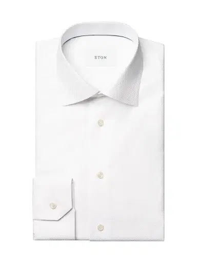 Eton Men's Textured Slim-Fit Cotton Dobby Shirt - White - Size 17.5 | Thumbnail 1 Eton Men's Textured Slim-Fit Cotton Dobby Shirt - White - Size 17.5 | Thumbnail 1
