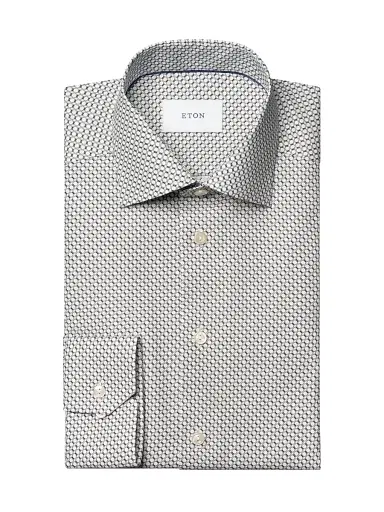 Eton Men's Geometric Print Slim-Fit Twill Shirt - Blue - Size 17.5 | Thumbnail 1 Eton Men's Geometric Print Slim-Fit Twill Shirt - Blue - Size 17.5 | Thumbnail 1