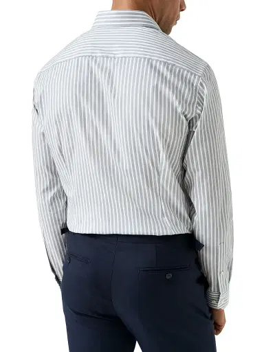 Eton Men's Slim-Fit Striped Twill Shirt - Green - Size 17.5 | Thumbnail 3 Eton Men's Slim-Fit Striped Twill Shirt - Green - Size 17.5 | Thumbnail 3