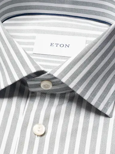 Eton Men's Slim-Fit Striped Twill Shirt - Green - Size 17.5 | Thumbnail 6 Eton Men's Slim-Fit Striped Twill Shirt - Green - Size 17.5 | Thumbnail 6