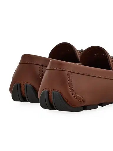 FERRAGAMO Men's Parigi Woven Leather Driving Loafers - Medium Brown | Thumbnail 5 FERRAGAMO Men's Parigi Woven Leather Driving Loafers - Medium Brown | Thumbnail 5