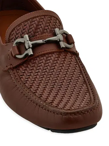 FERRAGAMO Men's Parigi Woven Leather Driving Loafers - Medium Brown | Thumbnail 6 FERRAGAMO Men's Parigi Woven Leather Driving Loafers - Medium Brown | Thumbnail 6
