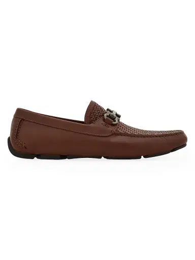 FERRAGAMO Men's Parigi Woven Leather Driving Loafers - Medium Brown | Thumbnail 1 FERRAGAMO Men's Parigi Woven Leather Driving Loafers - Medium Brown | Thumbnail 1