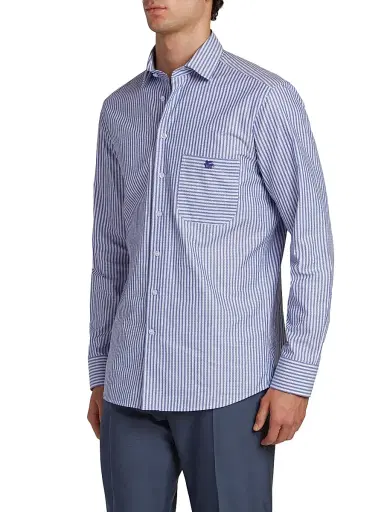 Etro Men's Striped Jacquard Shirt - Bicolour | Thumbnail 4 Etro Men's Striped Jacquard Shirt - Bicolour | Thumbnail 4