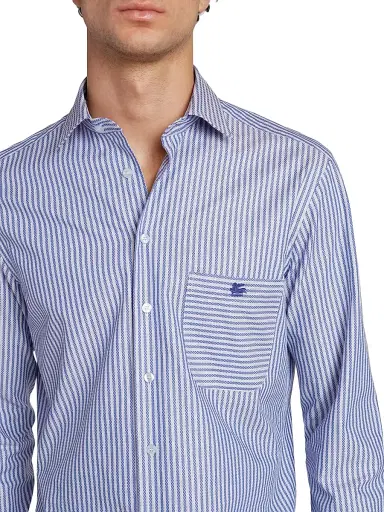 Etro Men's Striped Jacquard Shirt - Bicolour | Thumbnail 7 Etro Men's Striped Jacquard Shirt - Bicolour | Thumbnail 7