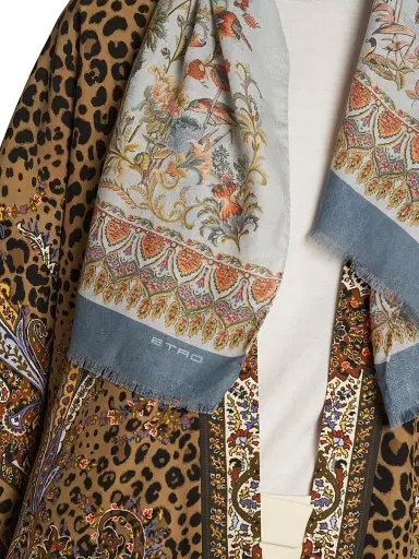 Etro Women's Tosca Printed Cotton-Modal Scarf - Azzurro | Thumbnail 3 Etro Women's Tosca Printed Cotton-Modal Scarf - Azzurro | Thumbnail 3