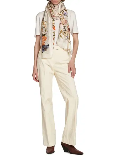 Etro Women's Orfeo Floral-Print Silk Scarf - Multi Beige | Thumbnail 2 Etro Women's Orfeo Floral-Print Silk Scarf - Multi Beige | Thumbnail 2