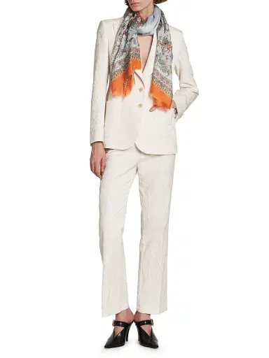 Etro Women's Boheme Printed Cotton-Silk Scarf - Azzurro | Thumbnail 2 Etro Women's Boheme Printed Cotton-Silk Scarf - Azzurro | Thumbnail 2