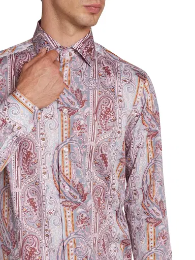 Etro Men's Paisley Cotton Button-Front Shirt - Printed Grey Base - Size 17.5 | Thumbnail 6 Etro Men's Paisley Cotton Button-Front Shirt - Printed Grey Base - Size 17.5 | Thumbnail 6