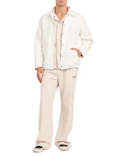Rhude Men's Coaches Logo Cotton Jacket - White | Thumbnail 2 Rhude Men's Coaches Logo Cotton Jacket - White | Thumbnail 2