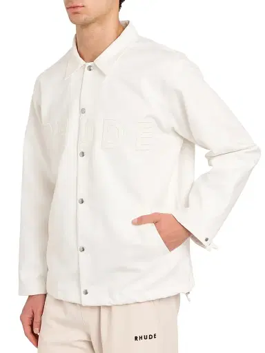 Rhude Men's Coaches Logo Cotton Jacket - White | Thumbnail 6 Rhude Men's Coaches Logo Cotton Jacket - White | Thumbnail 6