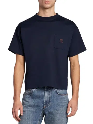 Versace Men's Medusa Pocket Crewneck T-Shirt - Navy Blue | Thumbnail 3 Versace Men's Medusa Pocket Crewneck T-Shirt - Navy Blue | Thumbnail 3