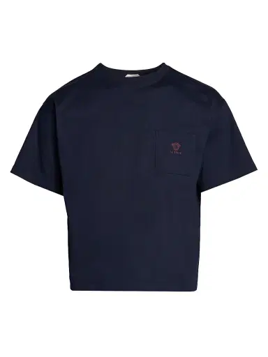 Versace Men's Medusa Pocket Crewneck T-Shirt - Navy Blue | Thumbnail 1 Versace Men's Medusa Pocket Crewneck T-Shirt - Navy Blue | Thumbnail 1