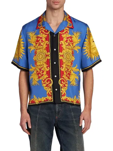 Versace Men's The Sun Silk Twill Shirt | Thumbnail 3 Versace Men's The Sun Silk Twill Shirt | Thumbnail 3