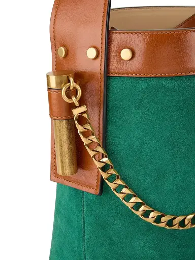 Versace Women's Pivot Small Suede Bucket Bag - Leather Absinthe Gold | Thumbnail 5 Versace Women's Pivot Small Suede Bucket Bag - Leather Absinthe Gold | Thumbnail 5