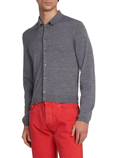 Versace Men's Wool Collared Cardigan | Thumbnail 4 Versace Men's Wool Collared Cardigan | Thumbnail 4